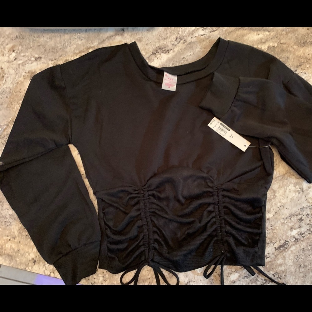 Cute LS Tie Up Scrunch Top - Picture 1 of 2
